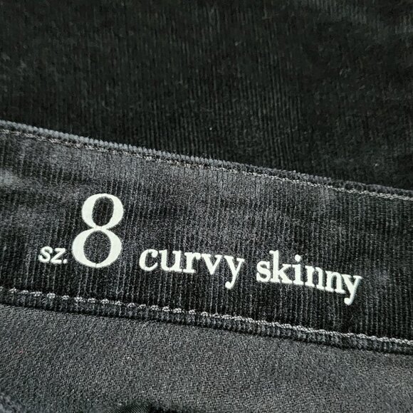 Ann Taylor Loft Pants Womens Size 8 Solid All Black Corduroy Curvy Skinny - Picture 5 of 6